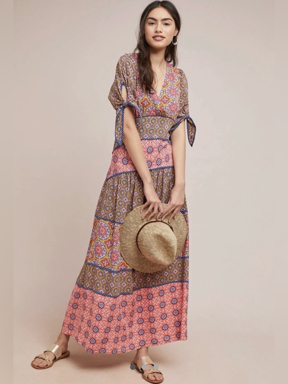 MAEVE BY ANTHROPOLOGIE EDER TIERED BOHO TIE SLEEVE DRESS Size 0